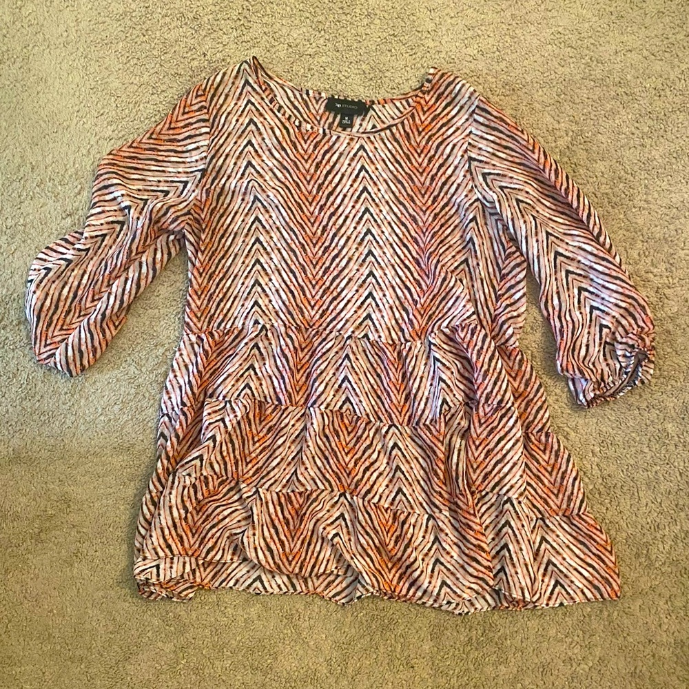 AB Studio Orange Chevron Tiered Top